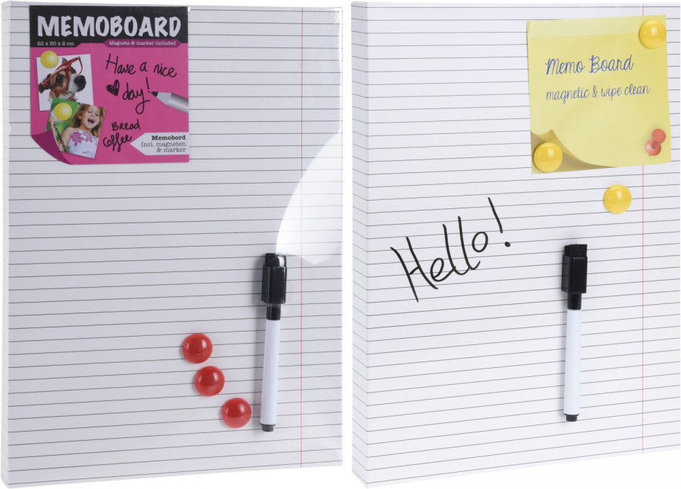 Magnetic board Memo Karll, with magnets and markers, MDF, 22 x 30 cm