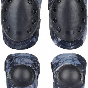 Set of 4 BAIGIO elbow/knee protectors for cycling, nylon/plastic/TPU, black/camouflage,